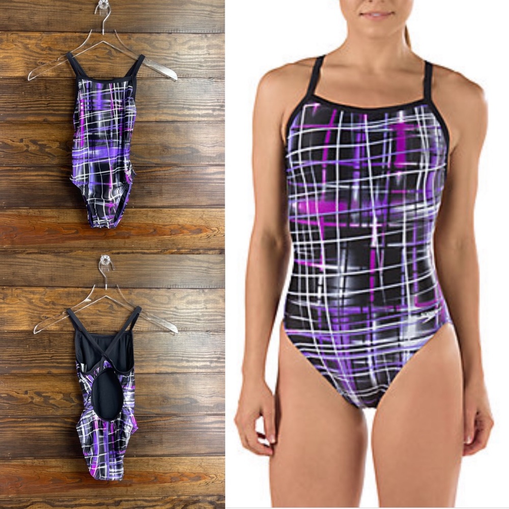 Speedo Woman Swimsuit One Piece Keyhole Flyback Size 26